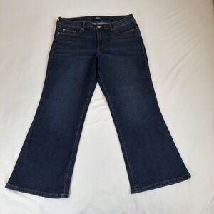 Chaps Mid‎ Rise Crop Kick Denim Jeans Women's 14/32 Blue Dark Wash NWOT